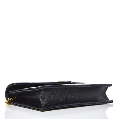 Saint Laurent Grain De Poudre Matelasse Chevron Monogram Envelope Chain Wallet Black 4 of 9