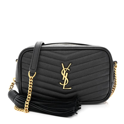 Saint Laurent Grain De Poudre Matelasse Monogram Mini Lou Camera Bag Black 1 of 12