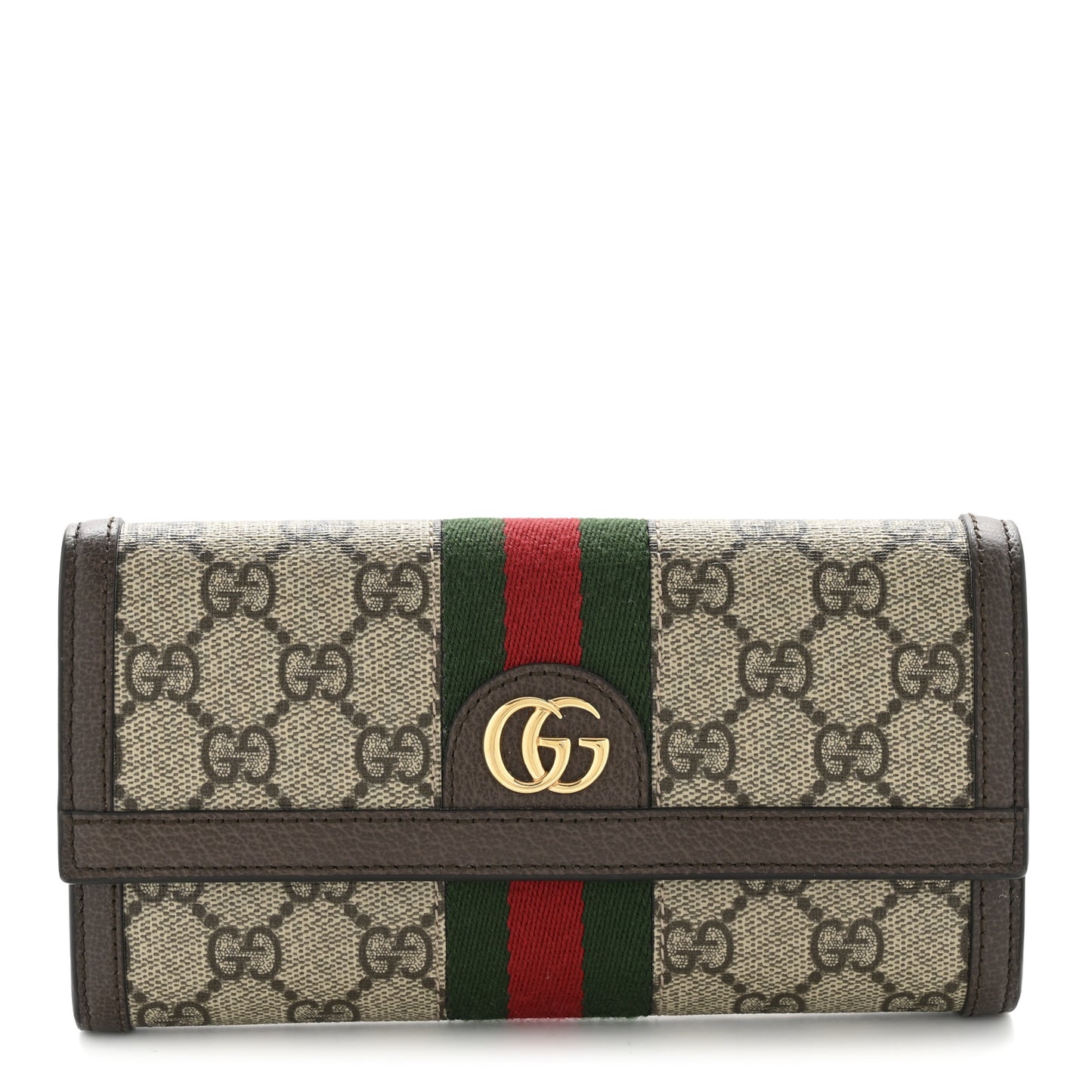 GG Supreme Monogram Web Ophidia Continental Wallet Brown