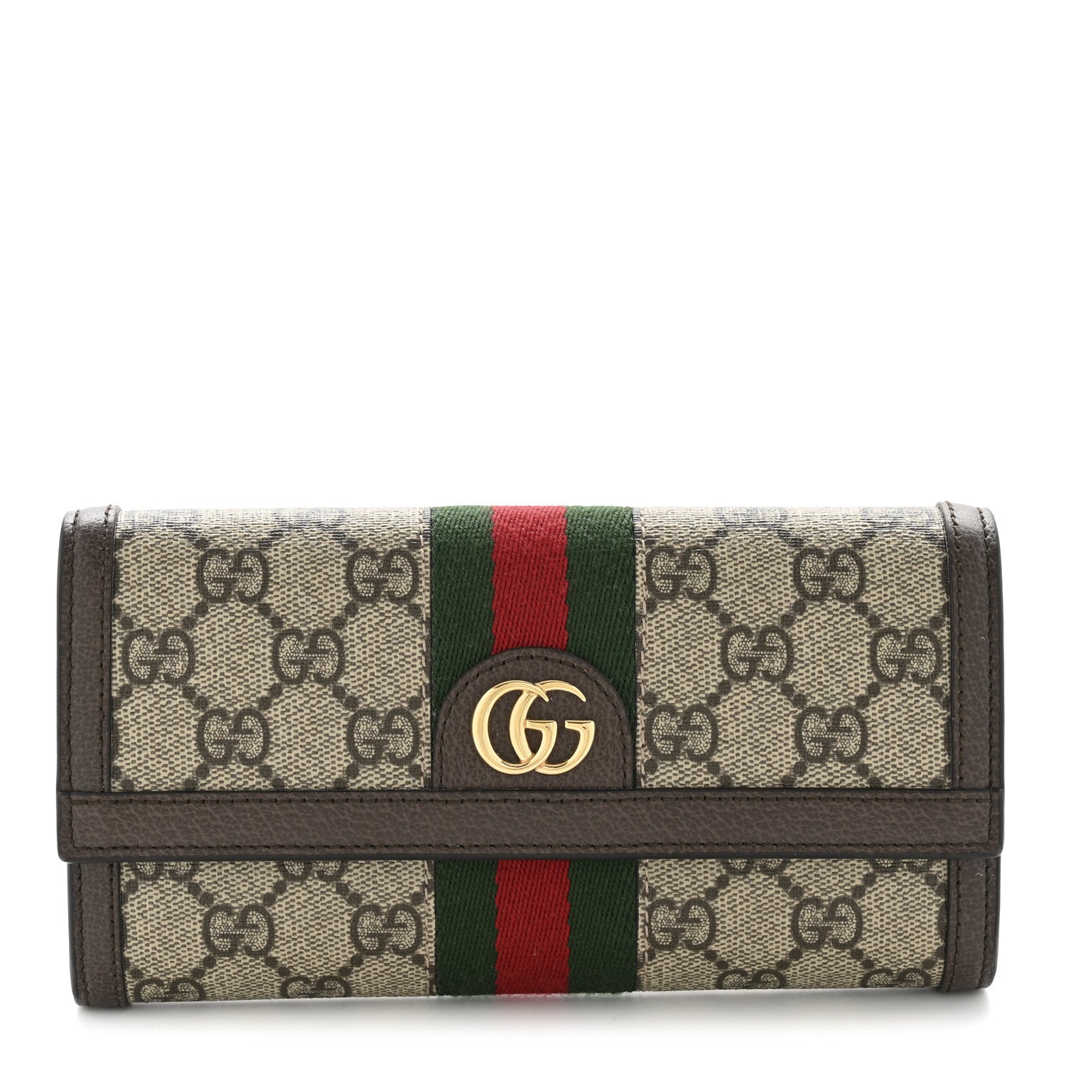Gucci GG Supreme Monogram Web Ophidia Continental Wallet Brown 1 of 11
