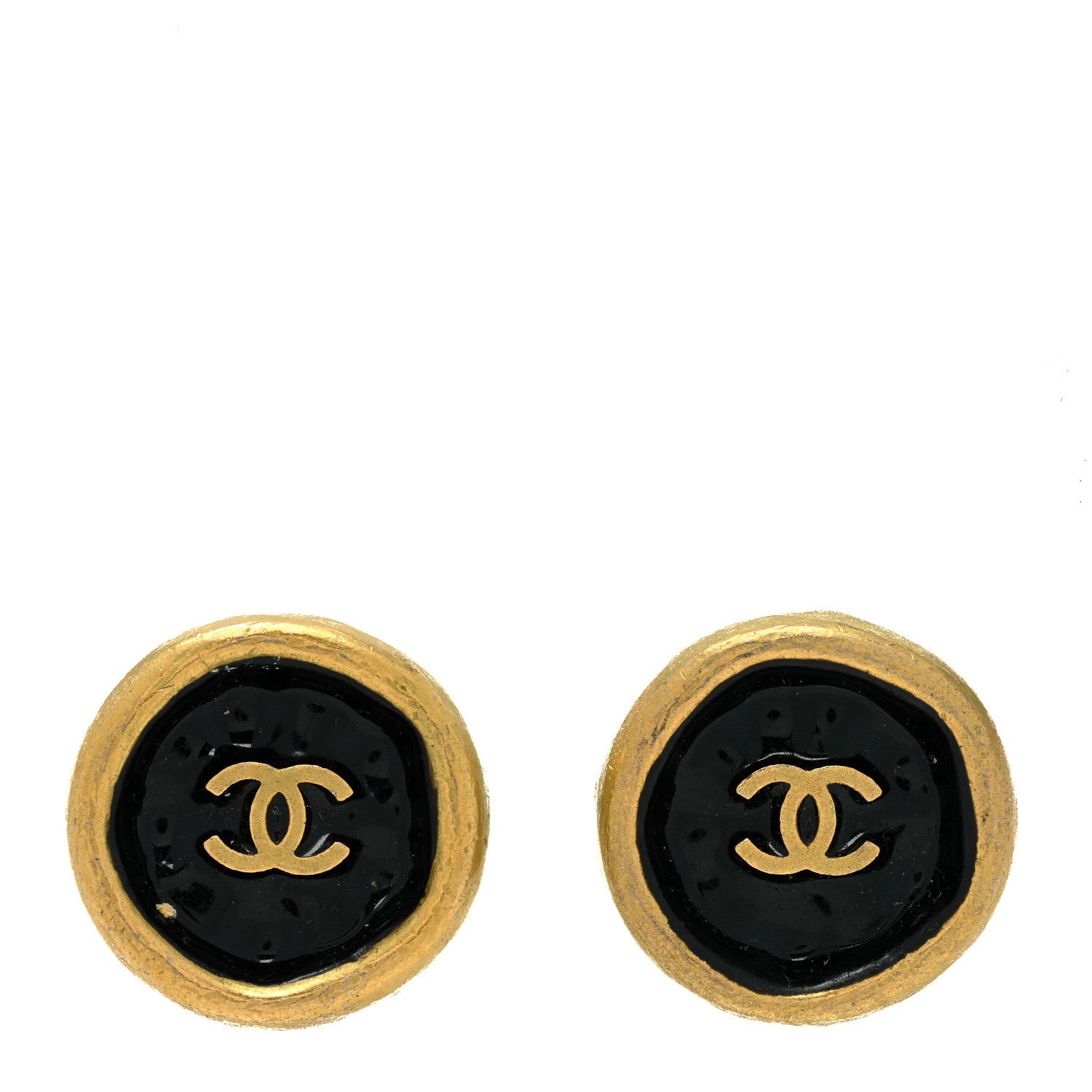 Chanel CC Clip On Earrings Black Gold 1 of 4