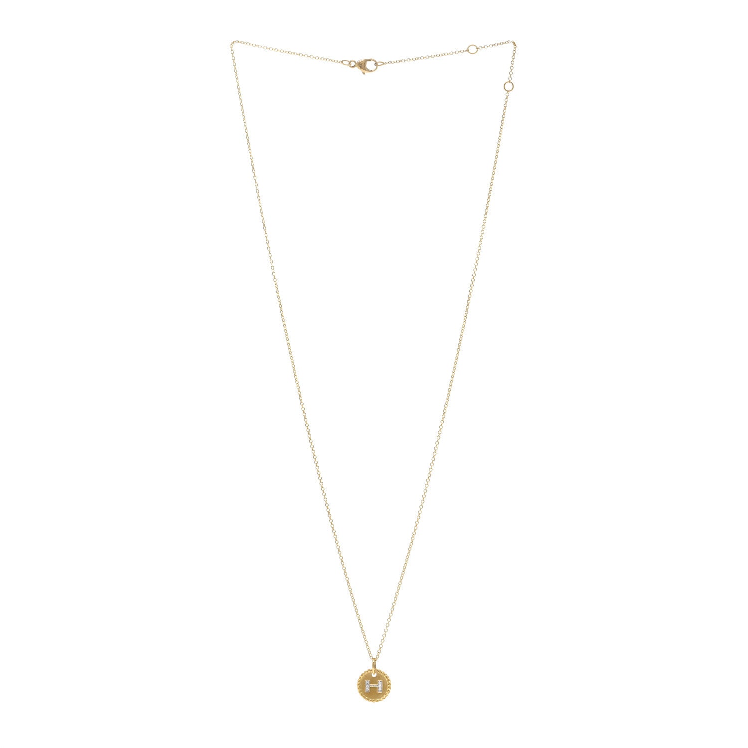 David Yurman 18K Yellow Gold Diamond Initial H Charm Necklace 3 of 4