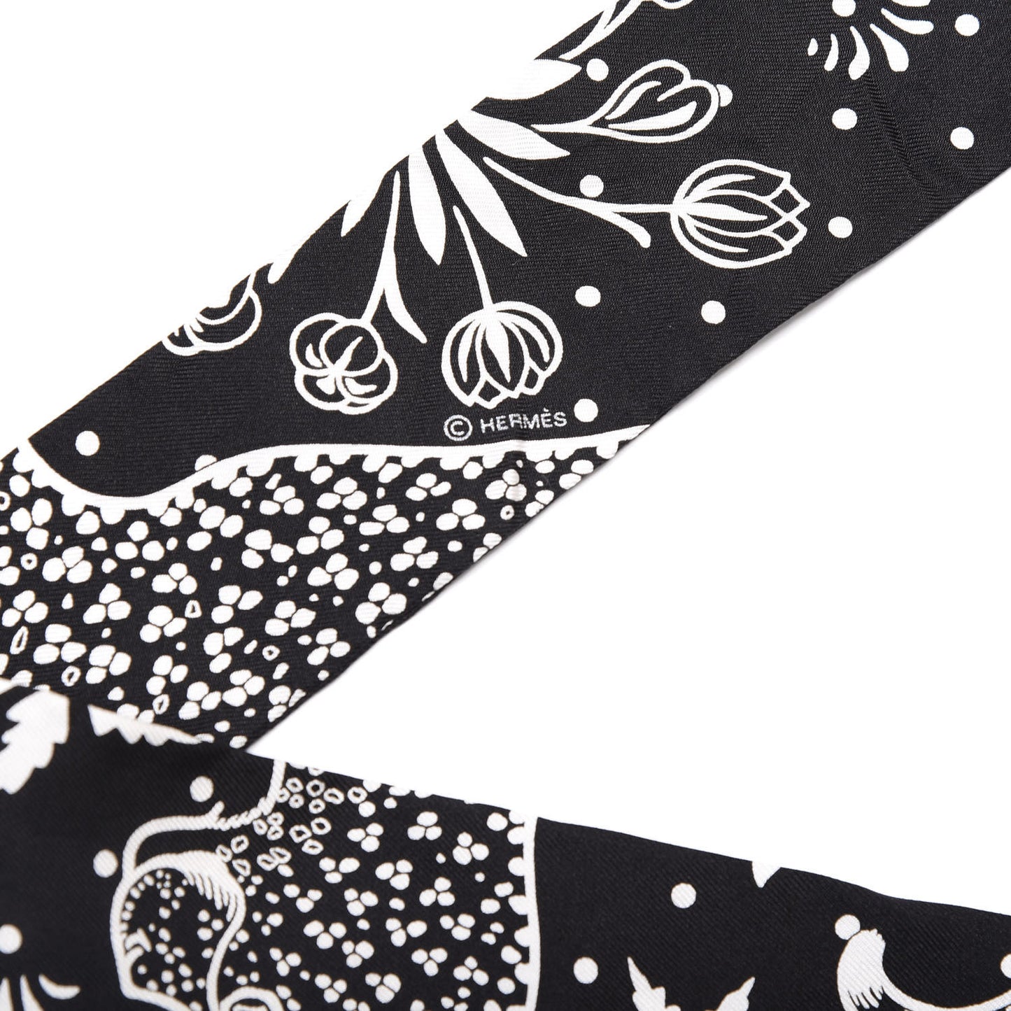 Silk Les Leopards Twilly Black White