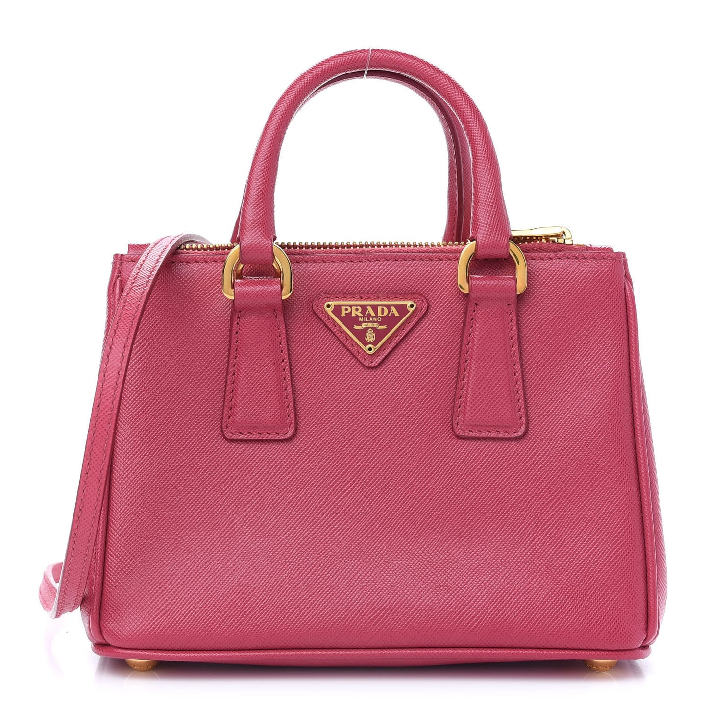 Saffiano Lux Micro Galleria Double Zip Tote Peonia