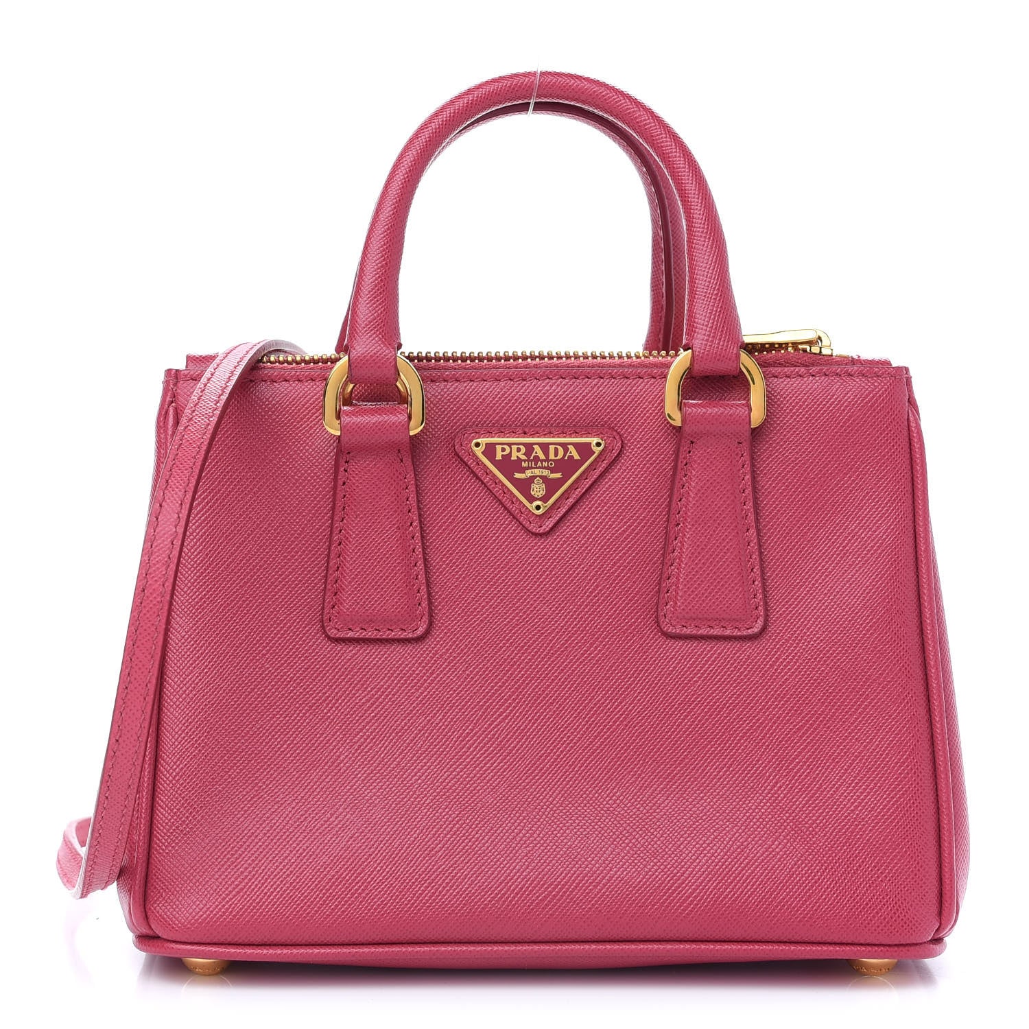 Prada Saffiano Lux Micro Galleria Double Zip Tote Peonia 1 of 8