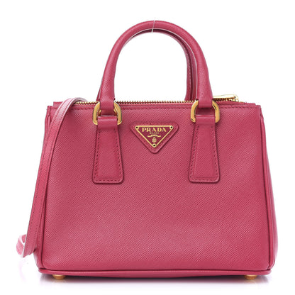 Prada Saffiano Lux Micro Galleria Double Zip Tote Peonia 1 of 8