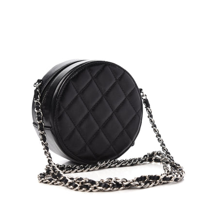 Chanel Lambskin Quilted Round Clutch With Chain Black 3 of 11
