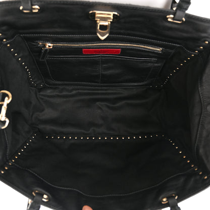 Valentino Garavani Calf Hair Jaguar Print Medium Rockstud Tote Beige Black 5 of 13