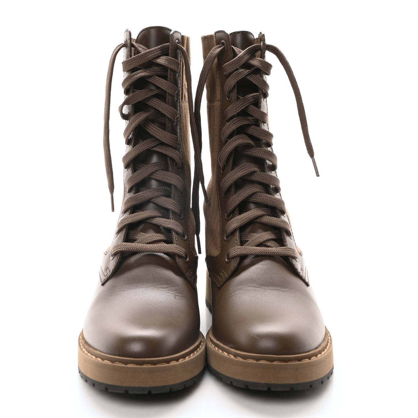 Vitello Stretch Fabric FF Rockoko Biker Boots 36.5 Maya Chocolate