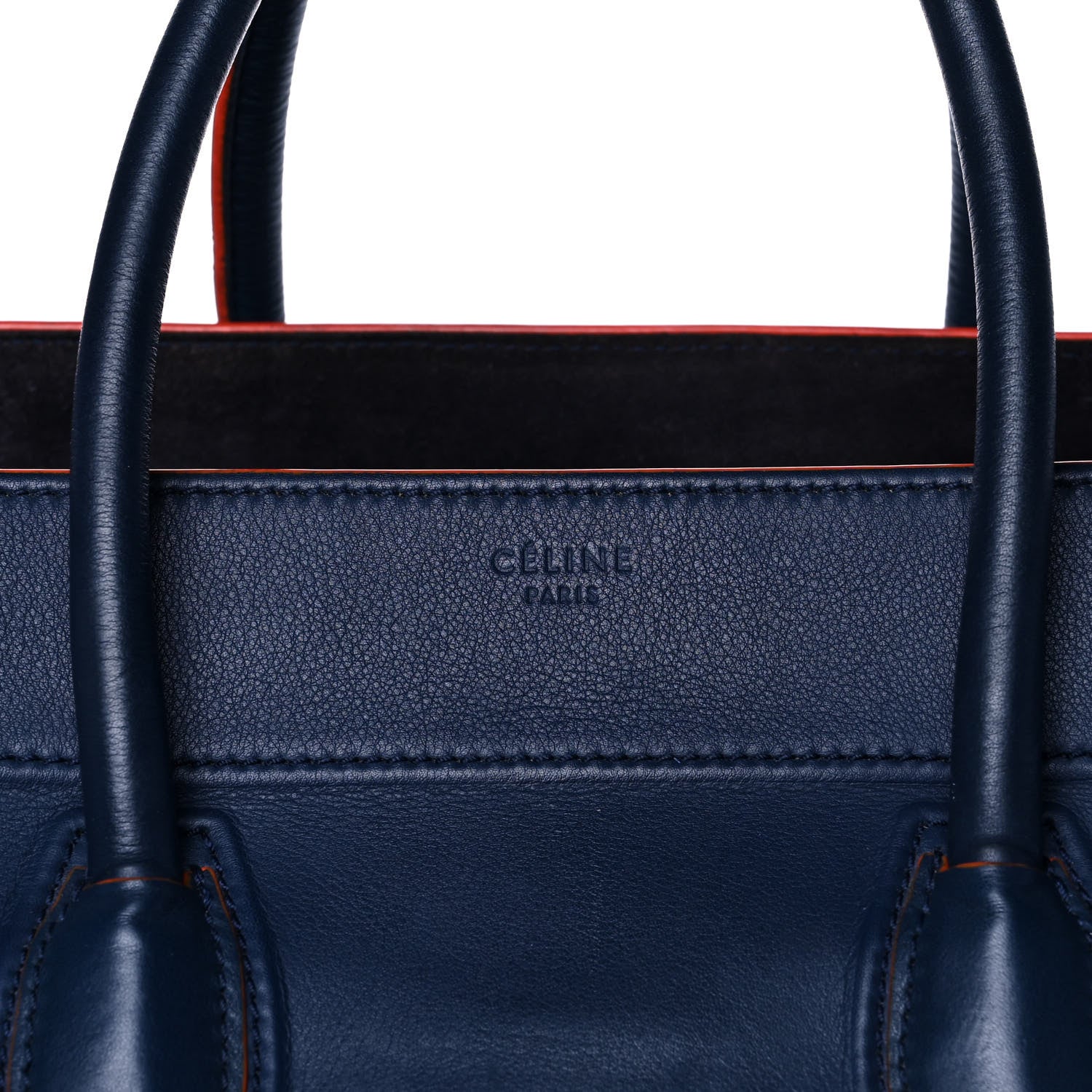 Celine Supple Calfskin Large Phantom Luggage Navy Blue Orange 8 of 13