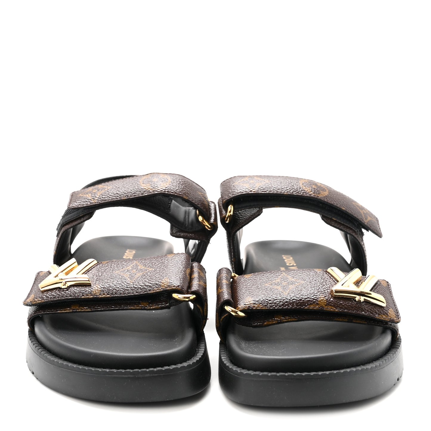 Monogram LV Sunset Comfort Flat Sandals 37 Cacao Brown