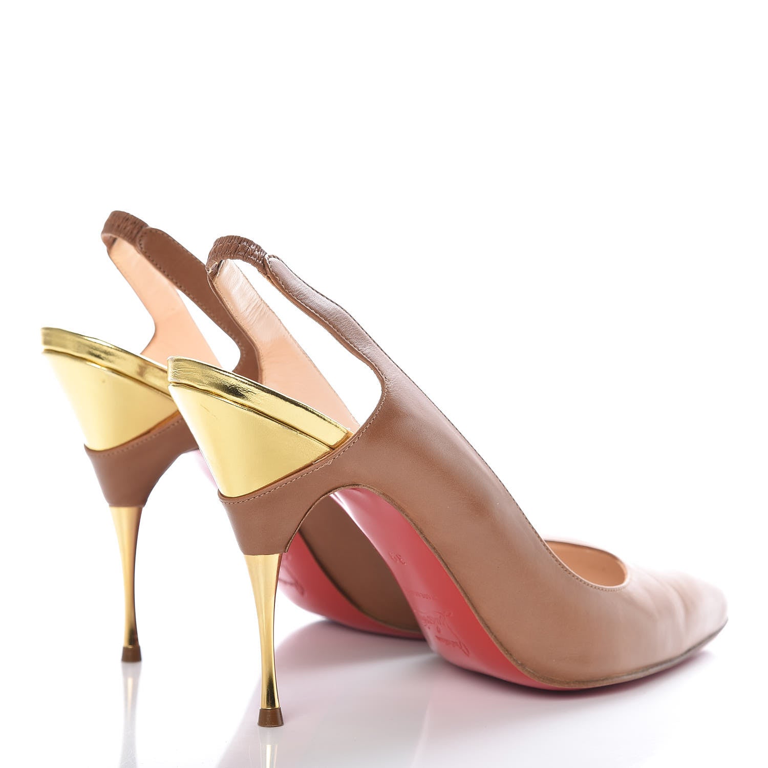 Christian Louboutin Calfskin Twistochat 100 Slingback Pumps 39 Noisette 4 of 13