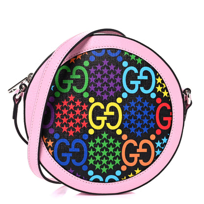 Gucci GG Supreme Monogram Psychedelic Round Shoulder Bag Black Multicolor Sugar Pink 1 of 12