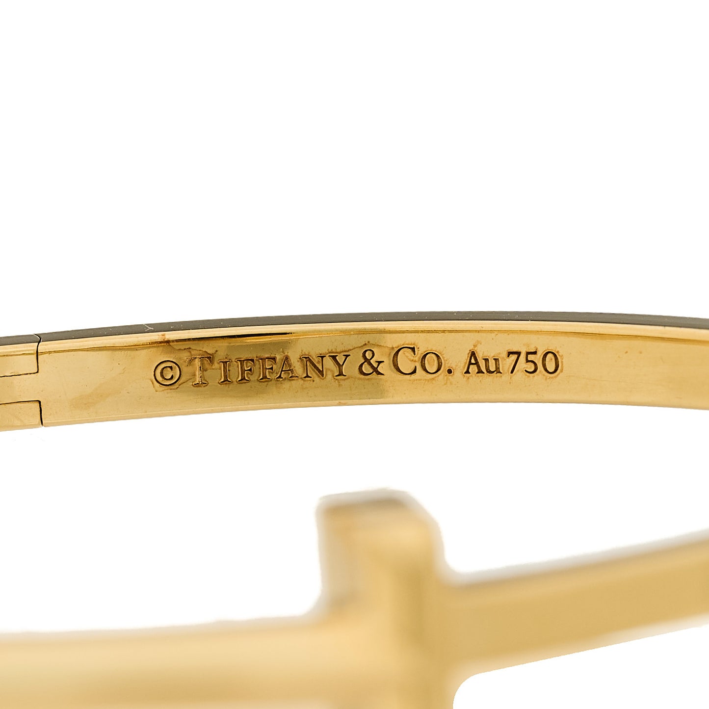 18K Yellow Gold Narrow T T1 Hinged Bangle Bracelet