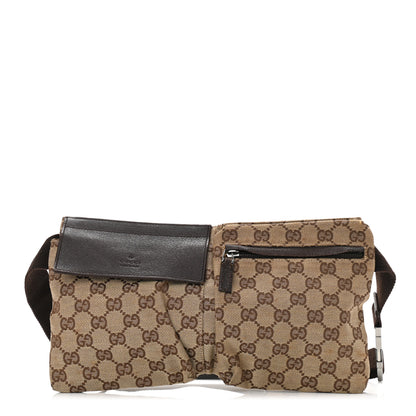 Gucci GG Monogram Double Pocket Belt Bag Dark Brown 1 of 9