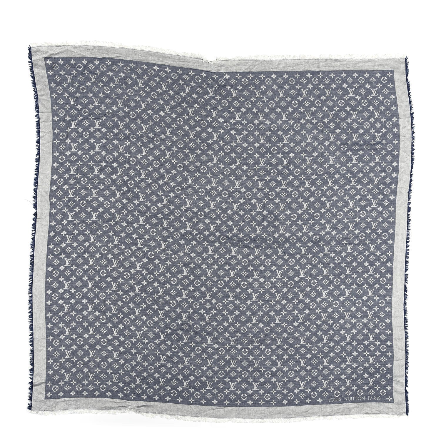 Louis Vuitton Wool Silk Monogram Denim Shawl Blue 1 of 6