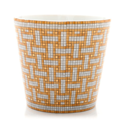 Hermes Porcelain Mosaique Au 24 Porcelain Candle Tumbler Gold 1 of 8