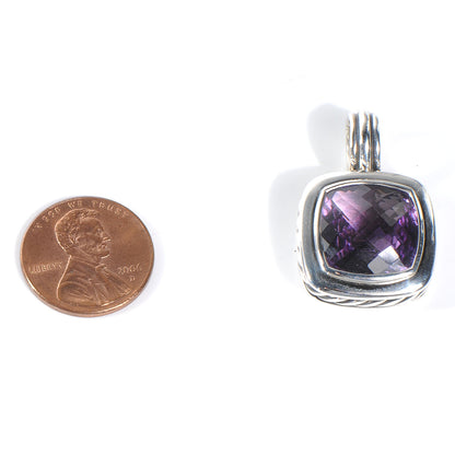 David Yurman Sterling Silver Albion Amethyst Pendant 14mm 2 of 5