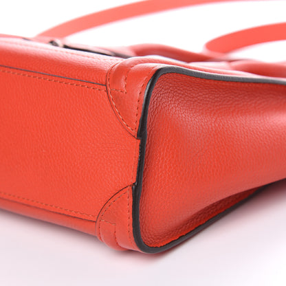 Celine Drummed Calfskin Nano Luggage Vermillion 9 of 13