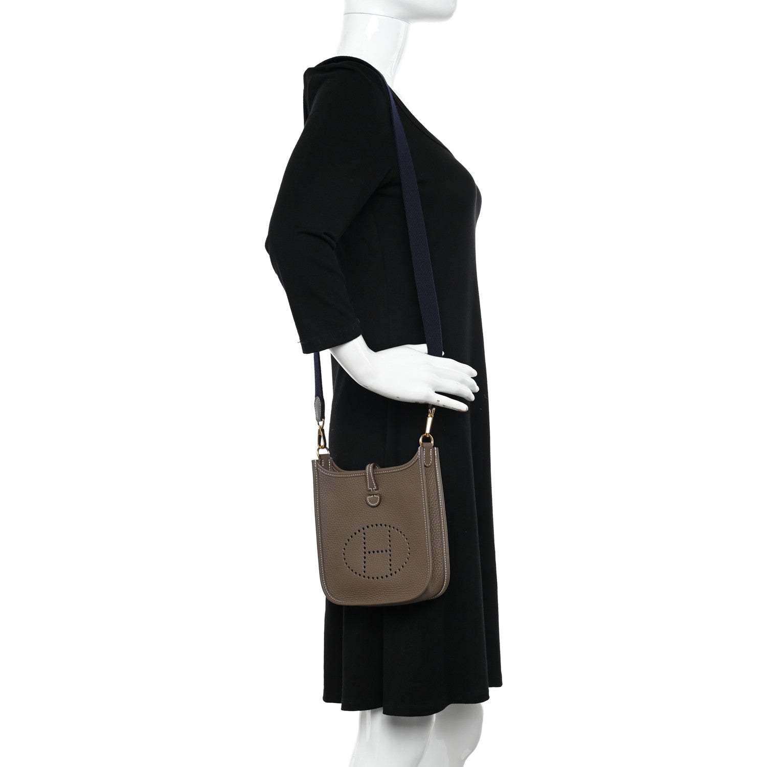 Hermes Taurillon Clemence Amazone Evelyne TPM Etoupe Bleu Indigo 2 of 11