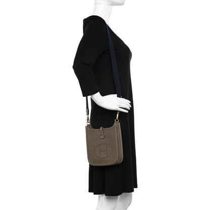 Hermes Taurillon Clemence Amazone Evelyne TPM Etoupe Bleu Indigo 2 of 11