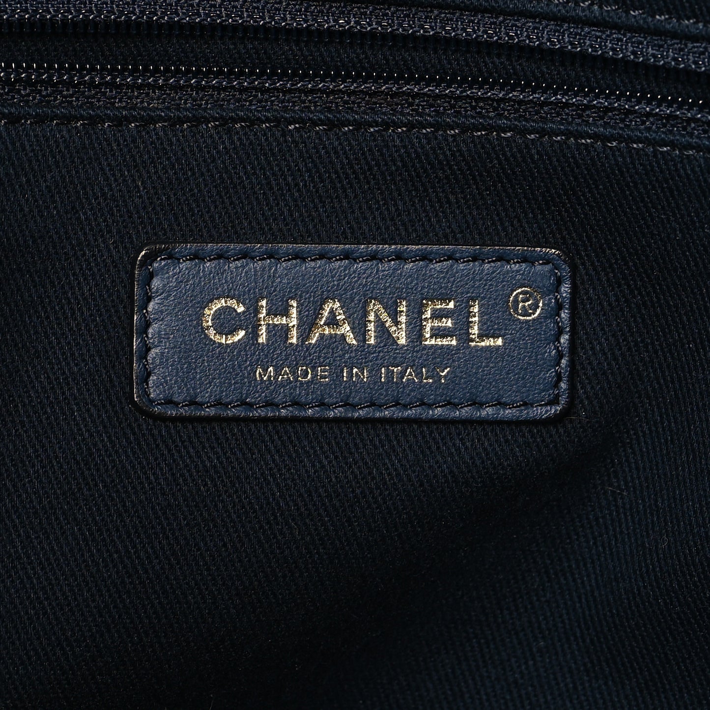 Lurex Canvas Small Deauville Tote Navy Blue Gold