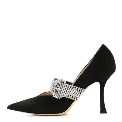 Jimmy Choo Suede Crystal Kari 90 Pumps 39 Black 1 of 9