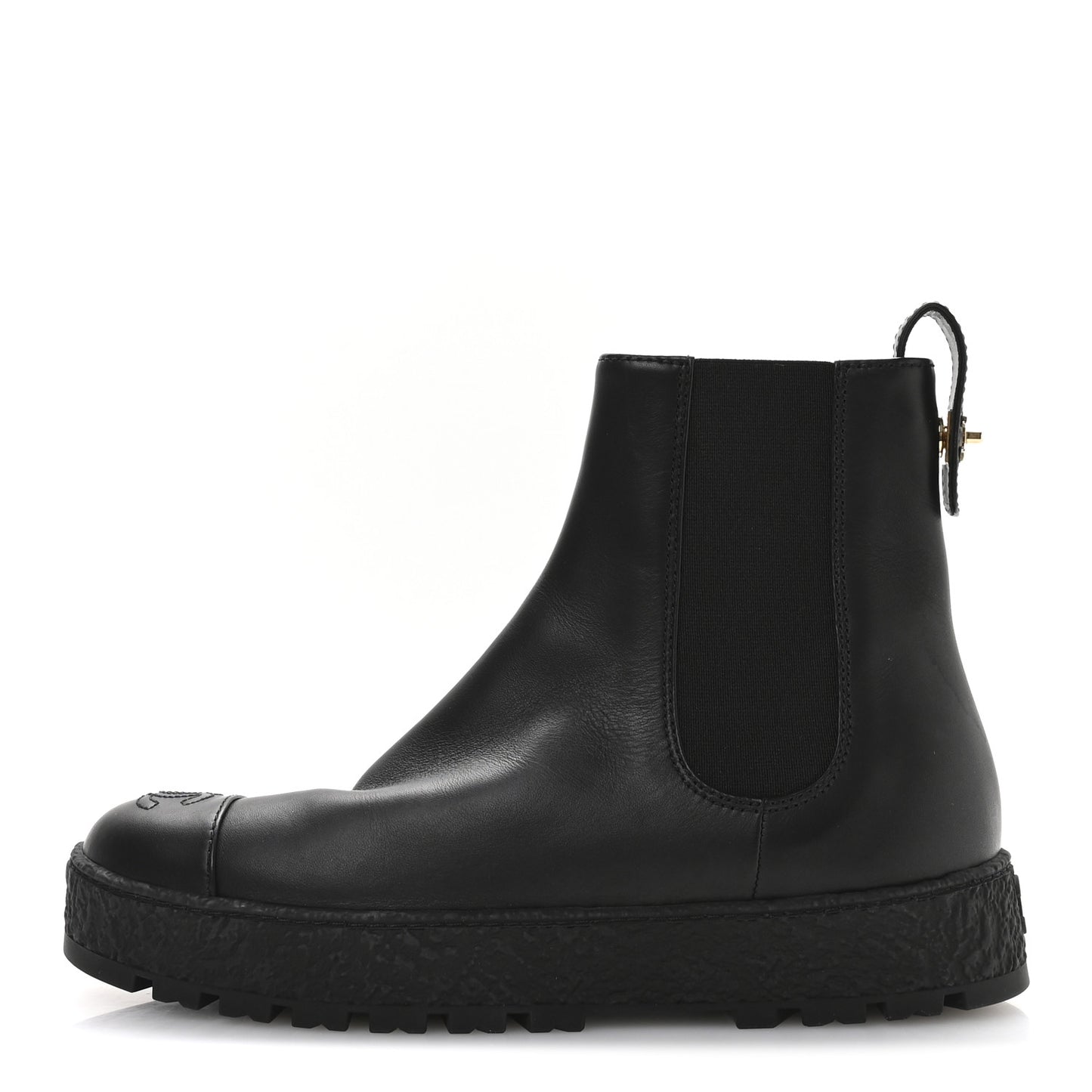 Calfskin Cap Toe CC Ankle Boots 40 Black