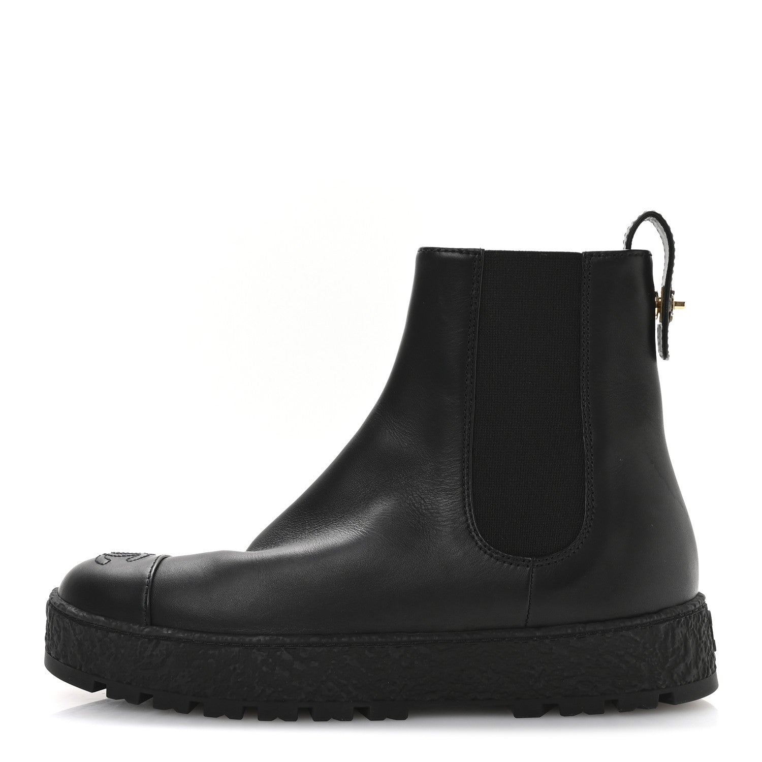 Chanel Calfskin Cap Toe CC Ankle Boots 40 Black 1 of 8