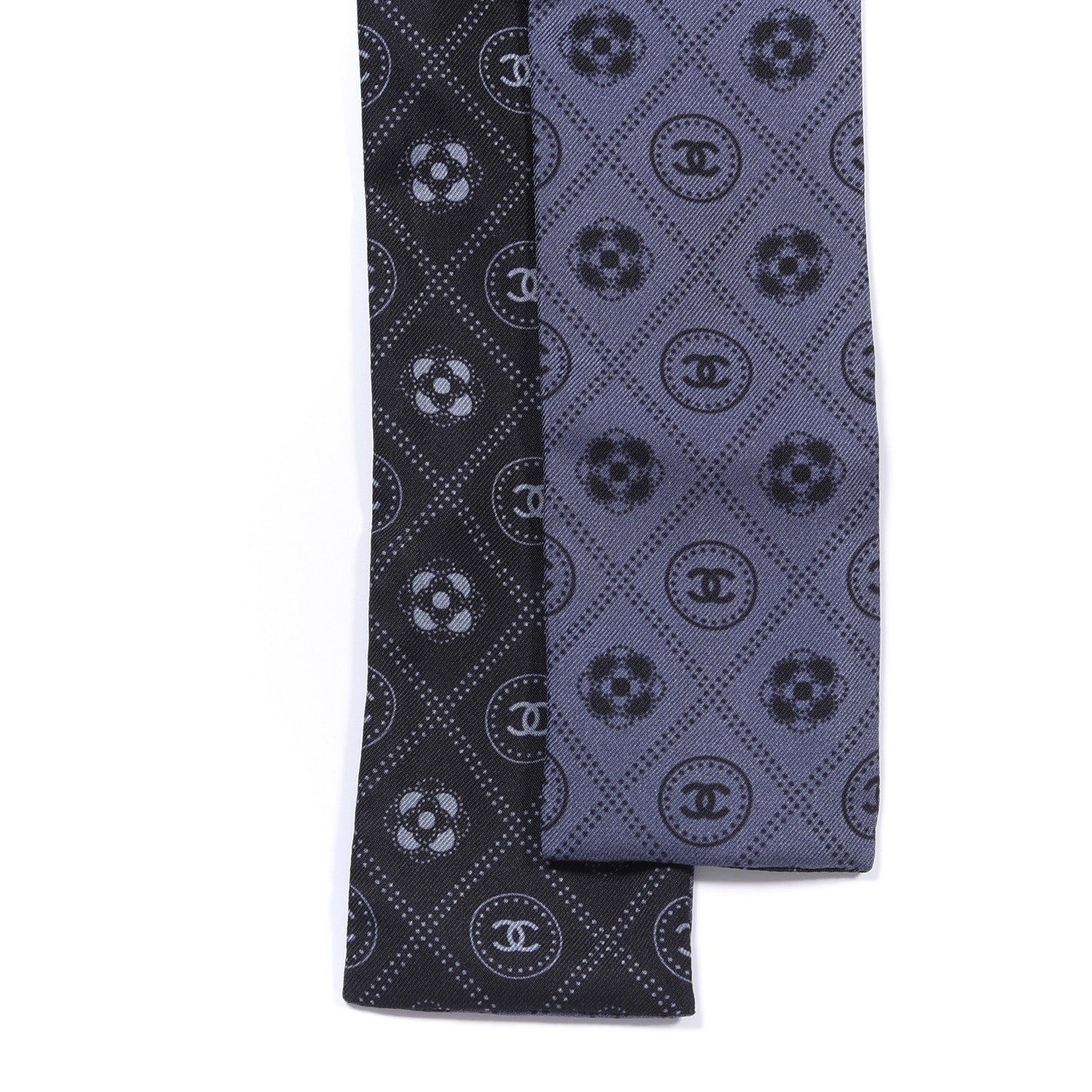 Chanel Silk CC Polka Dot Slim Bandeau Scarf Anthracite Black 2 of 3