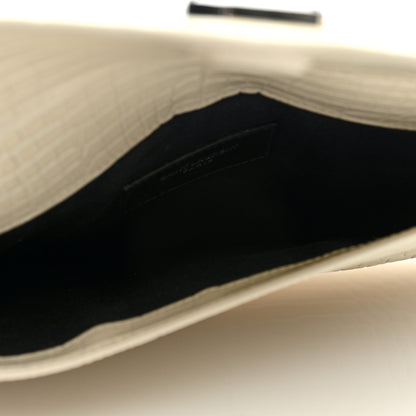 Saint Laurent Calfskin Crocodile Embossed Uptown Monogram Clutch Porcellana 5 of 7