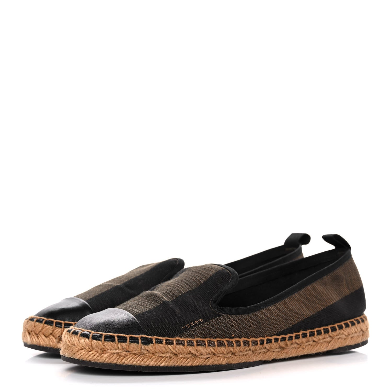 Fendi Canvas Pequin Espadrilles 38 Tobacco Black 3 of 11