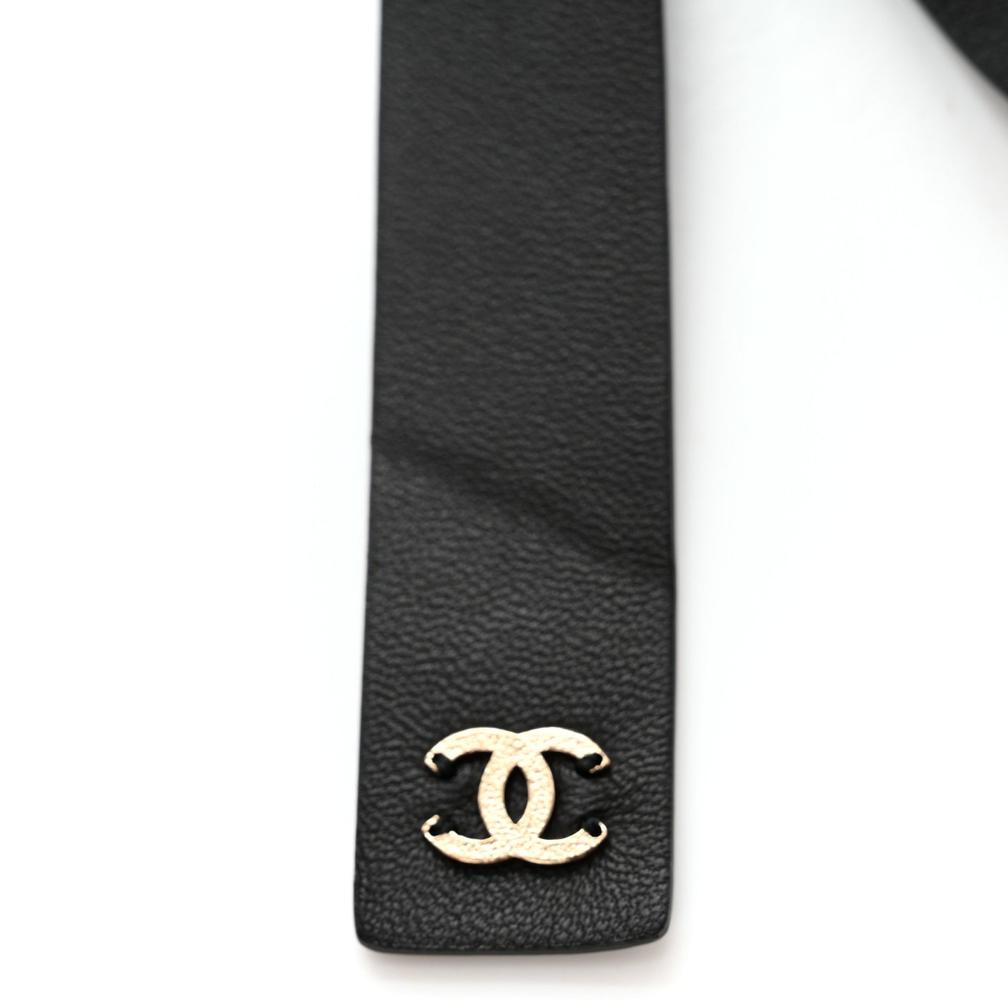 Lambskin Chain CC Bow Belt S Black Gold
