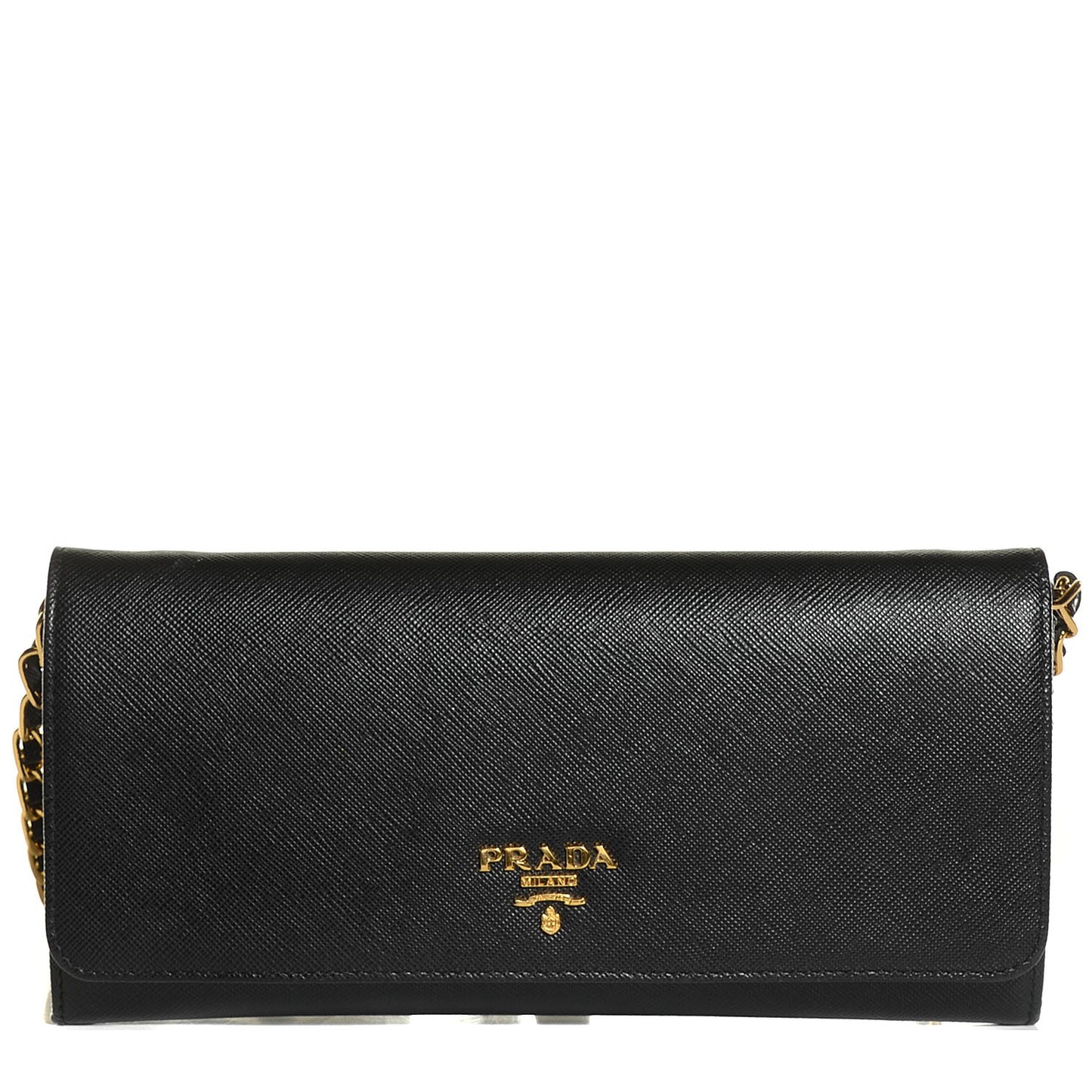 Saffiano Metal Oro Chain Wallet Nero Black