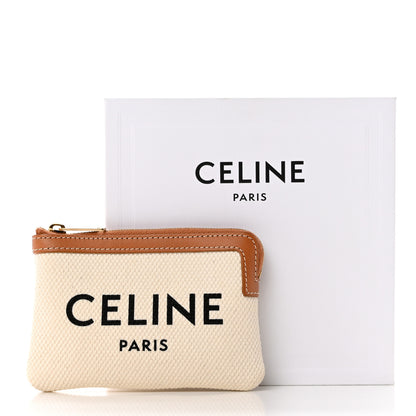 Celine Canvas Calfskin Logo Coin Card Pouch Cream Tan 7 of 7