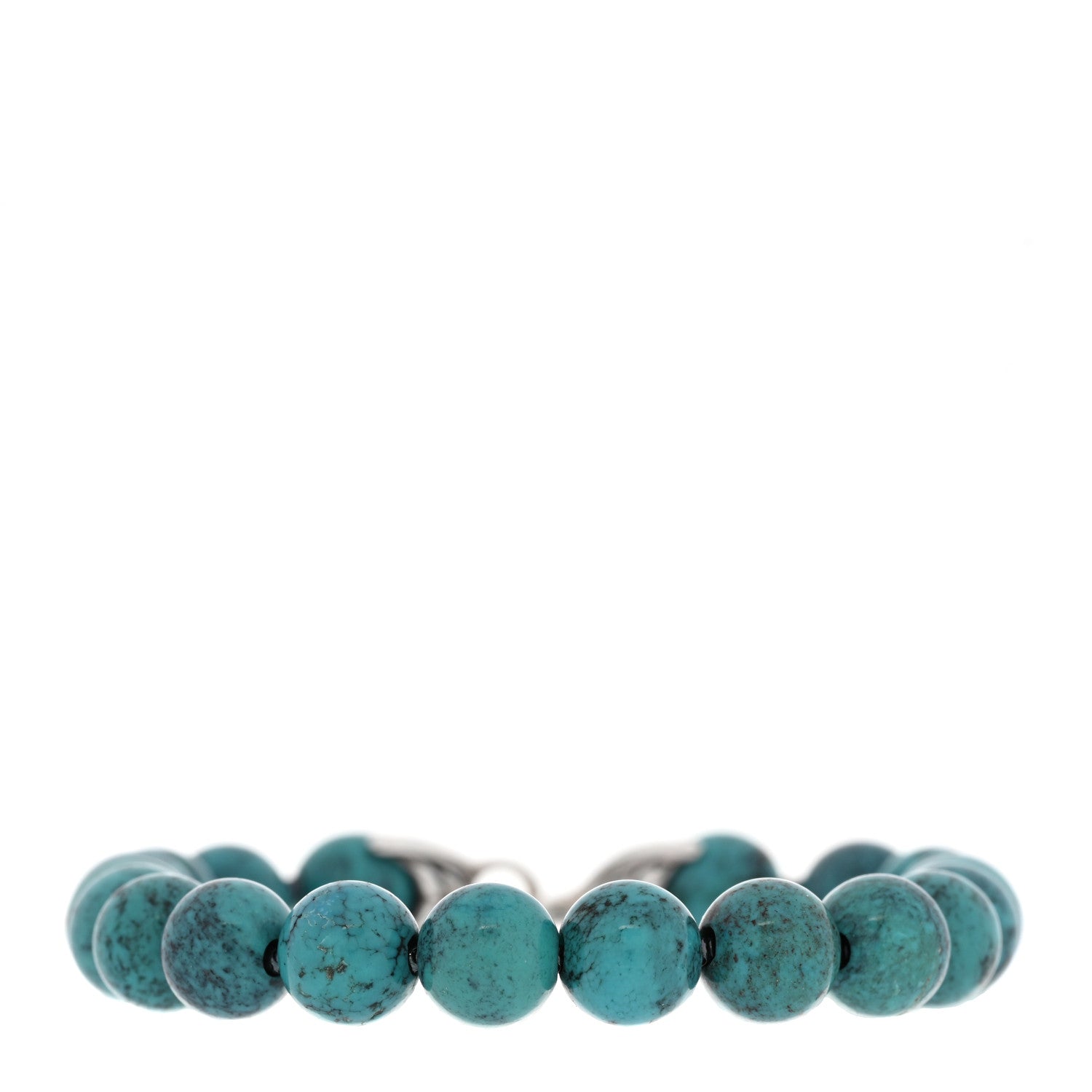 David Yurman DAVID YURMAN Sterling Silver Turquoise 8mm Spiritual Beads Bracelet 1 of 3