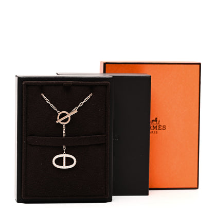 Hermes 18K Rose Gold Diamond GM Chaine D'Ancre Contour Pendant Necklace SH 8 of 8