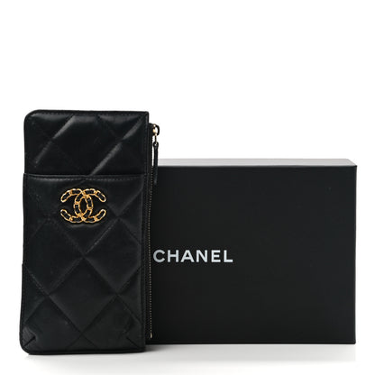 Chanel Lambskin Quilted Chanel 19 Phone and Card Holder Black 12 of 12