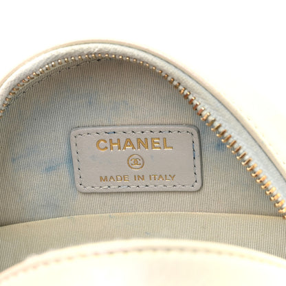 Chanel Iridescent Calfskin Quilted Chanel 19 Round Clutch With Chain White 11 of 14