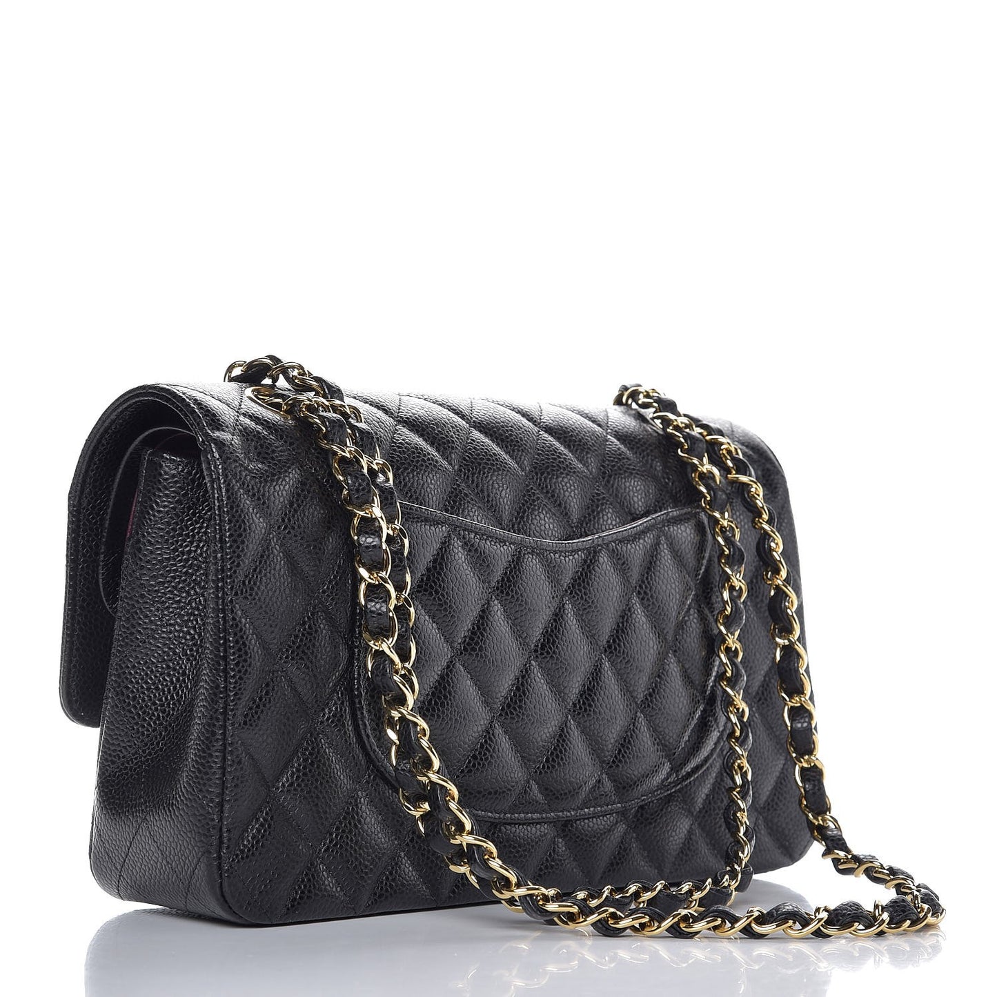 Caviar Quilted Medium Double Flap Black
