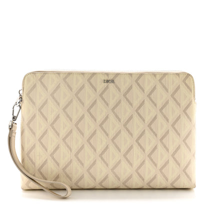 Christian Dior Coated Canvas CD Diamond Pouch Natural 1 of 10