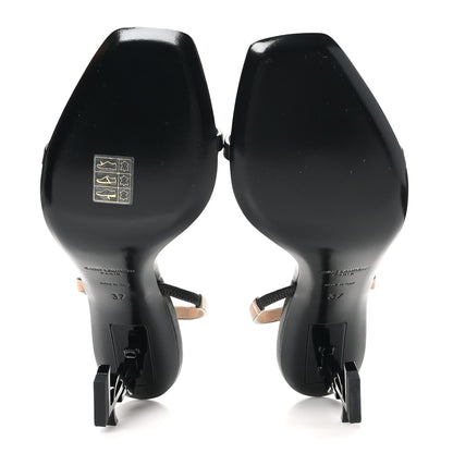 Saint Laurent Calfskin Cassandra 85 Sandals 37 Black Gold Brown 6 of 9