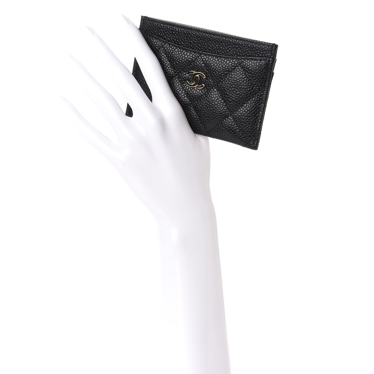 Caviar Quilted Card Holder Black