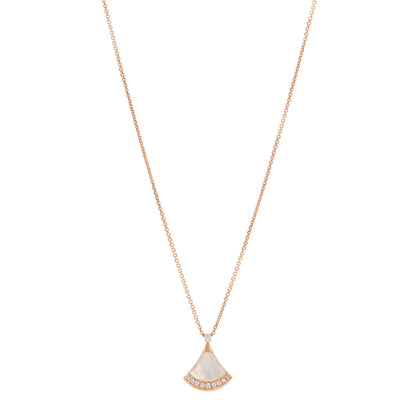Bulgari 18K Rose Gold Diamond Mother of Pearl Divas' Dream Pave Pendant Necklace 1 of 5