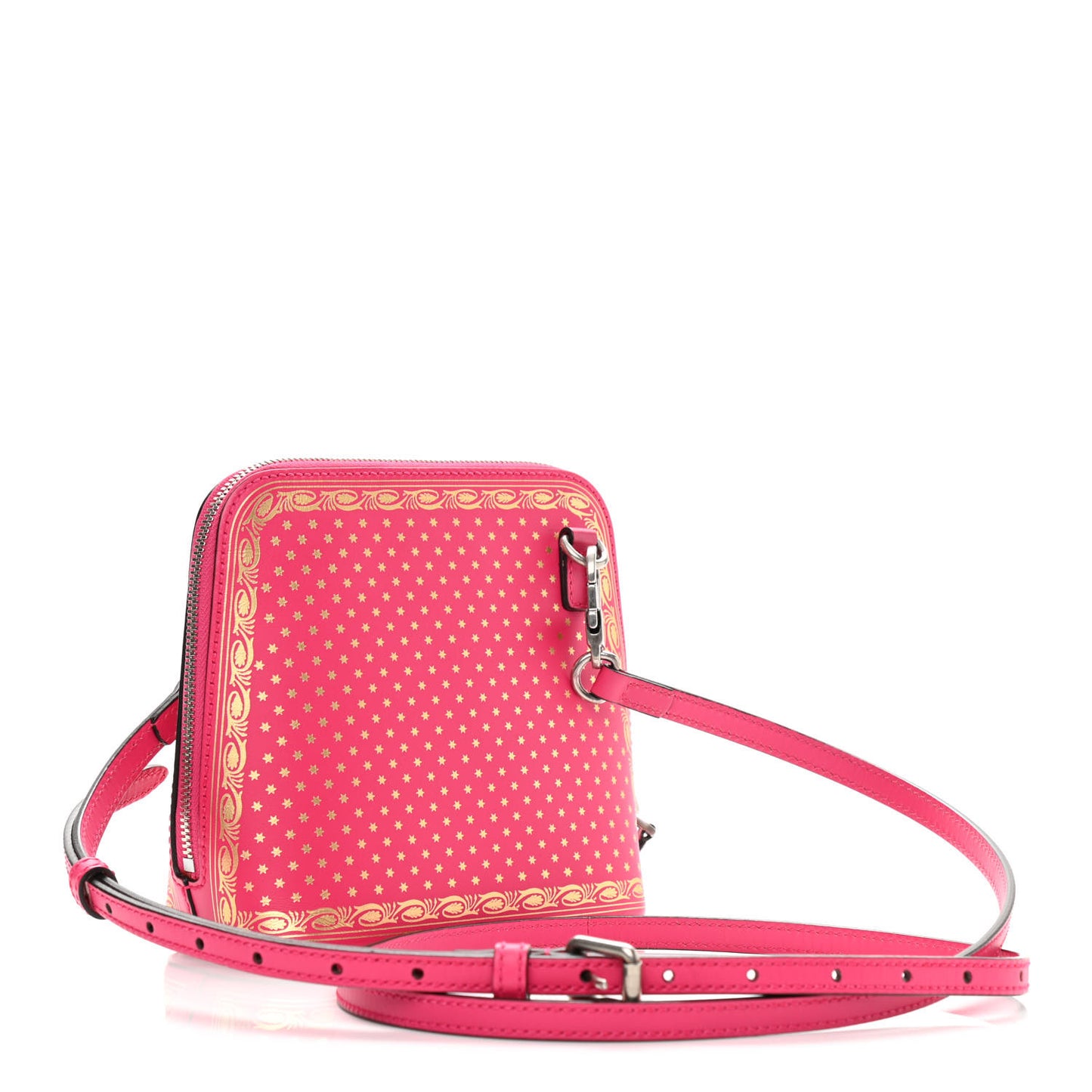 X SEGA Calfskin GUCCY Stars Mini Dome Shoulder Bag Violet Fuxia Gold