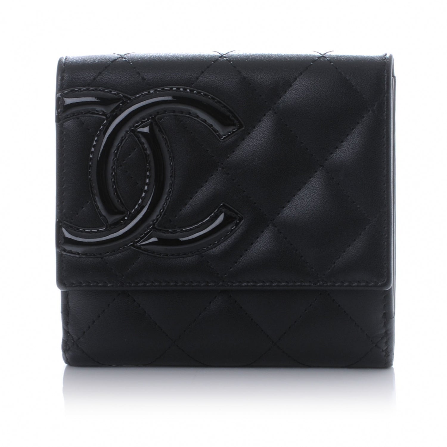 Chanel Calfskin Quilted Cambon Compact Wallet Black 1 of 8