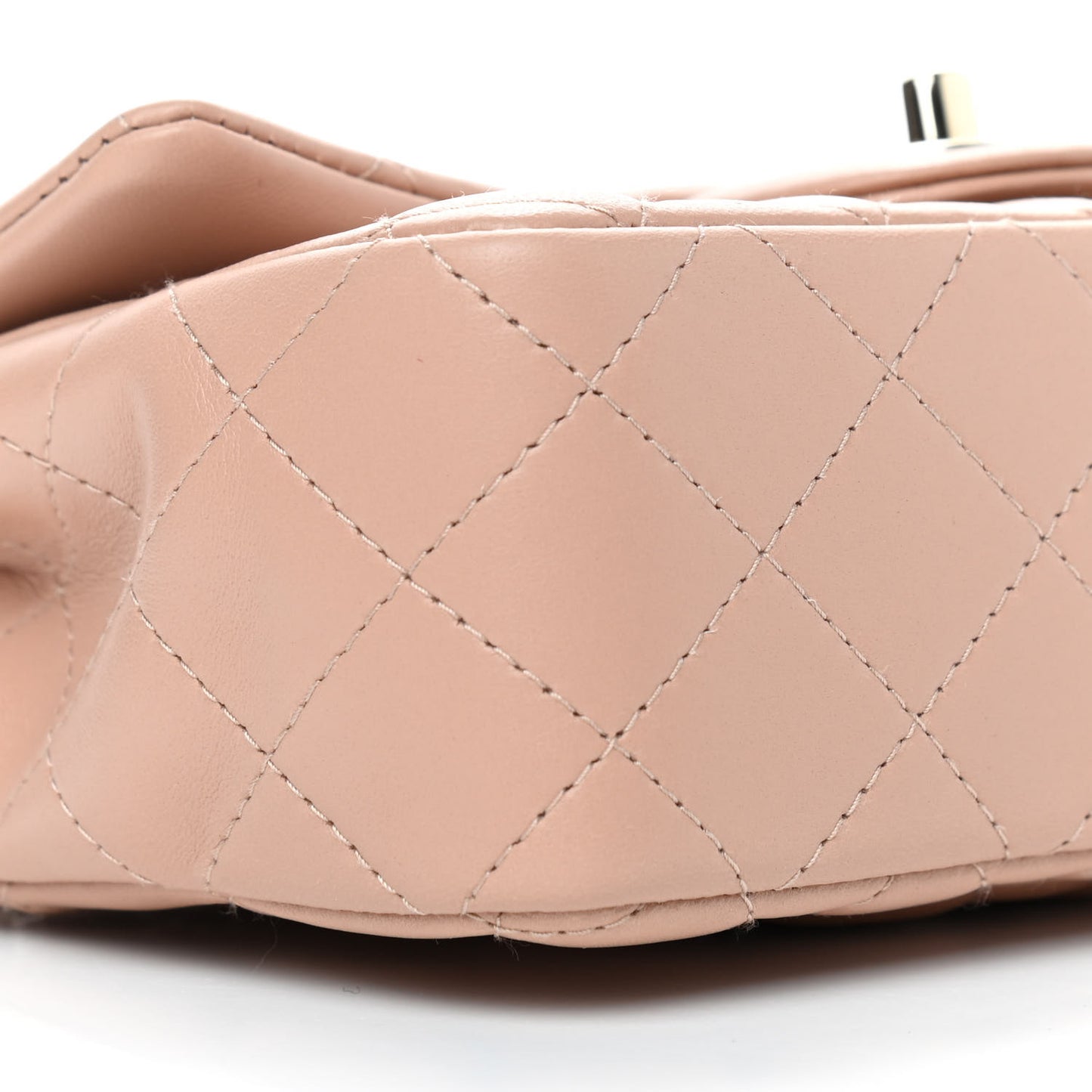 Lambskin Quilted Mini Rectangular Flap Beige