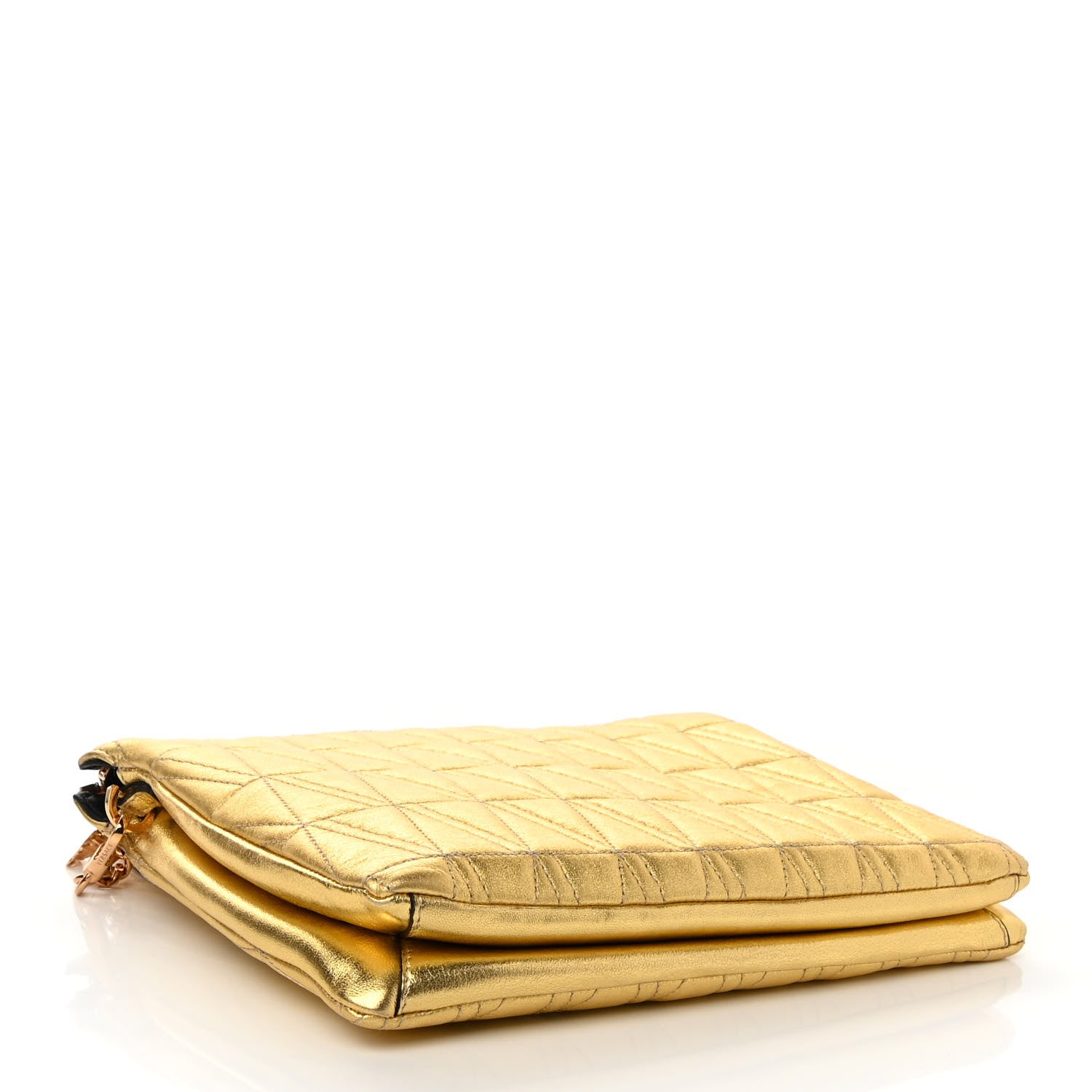 Versace Metallic Lambskin Quilted Virtus Shoulder Bag Gold 4 of 9