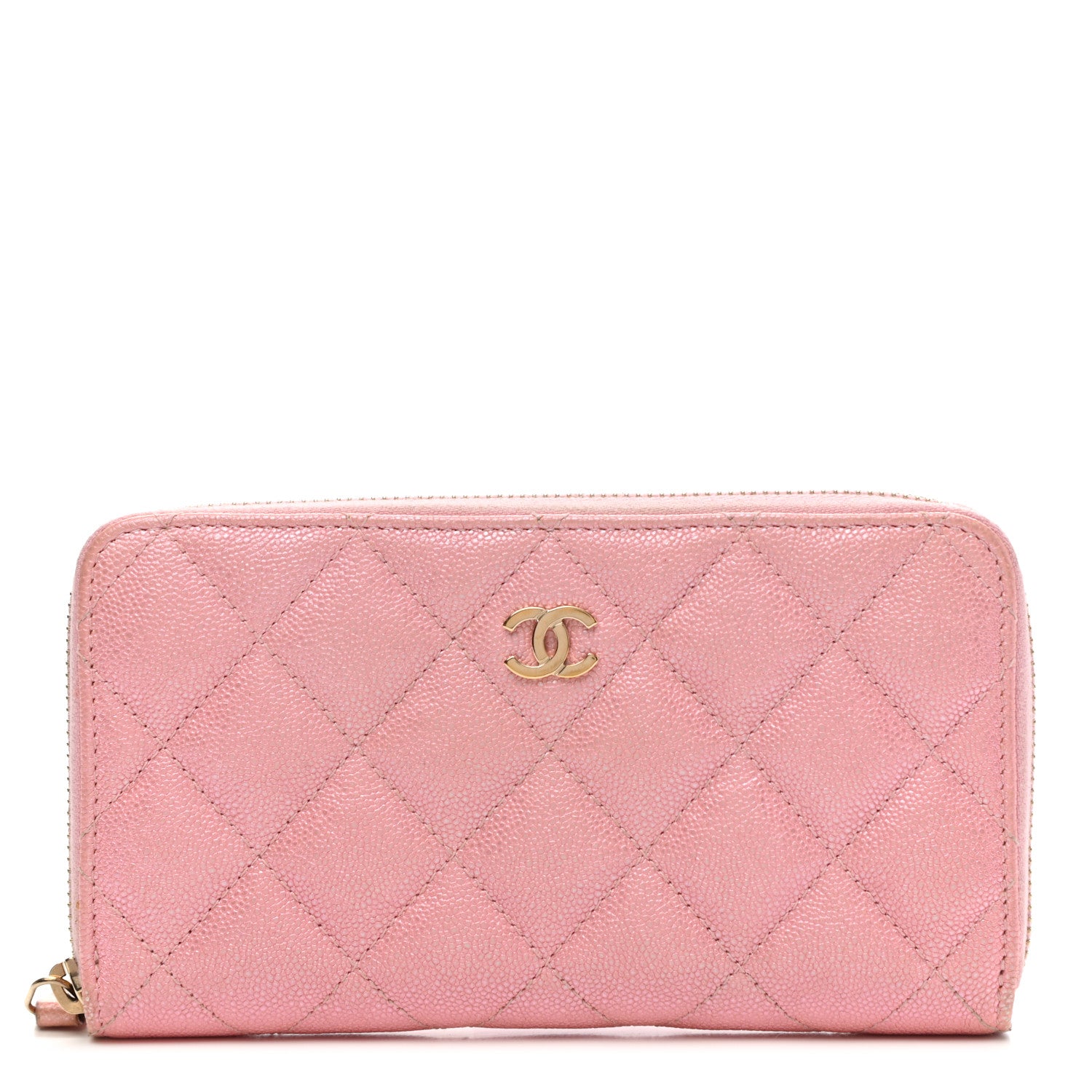Chanel Iridescent Caviar Quilted Medium Zip Around Wallet Pink 1 of 13