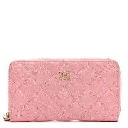 Chanel Iridescent Caviar Quilted Medium Zip Around Wallet Pink 1 of 13